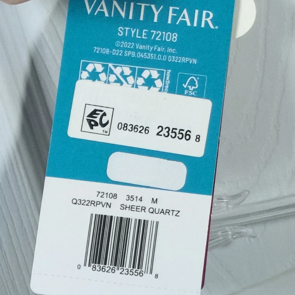 NWT Vanity Fair Women's Illumination Wireless Bralette Medium Sheer Quartz 72108